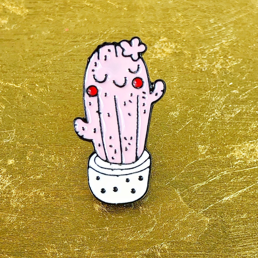 2 for $15! Pink Happy House Plant Enamel Pin